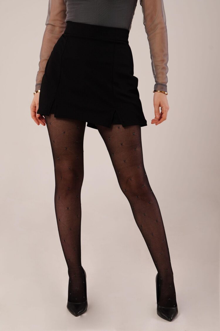 Slit Detailed Black Wholesale Mini Skirt