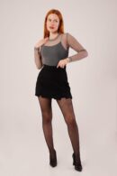 Slit Detailed Black Wholesale Mini Skirt - Lustrin - Globality Store - Women Clothes Wholesale Turkey