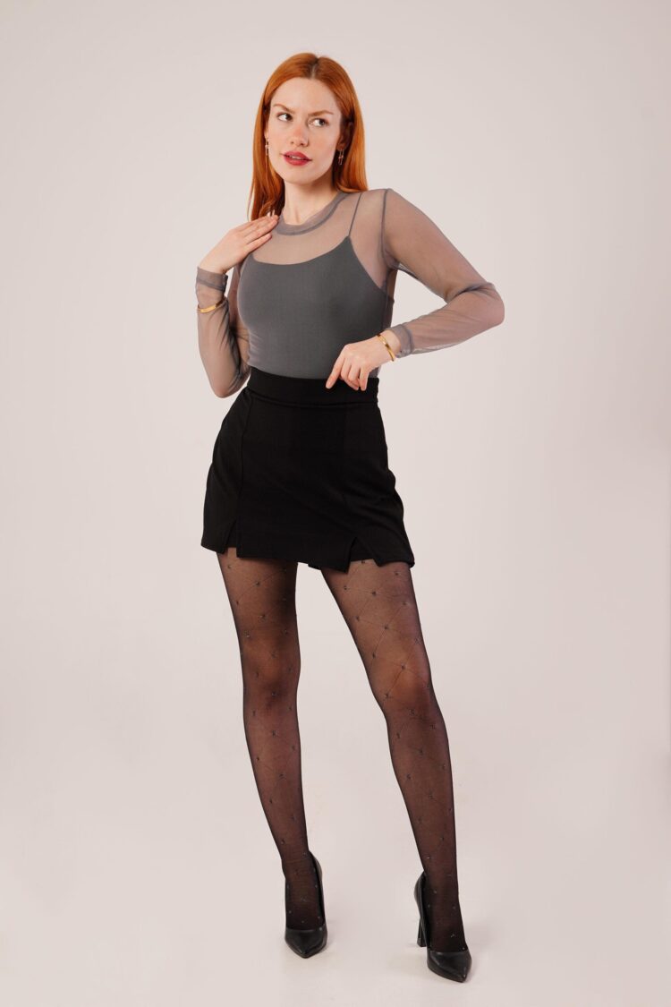 Slit Detailed Black Wholesale Mini Skirt - Lustrin - Globality Store - Women Clothes Wholesale Turkey