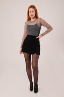 Slit Detailed Black Wholesale Mini Skirt - Lustrin - Globality Store - Women Clothes Wholesale Turkey