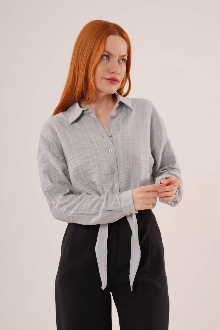 Tie Up Detailed Crop WholesaleShirt