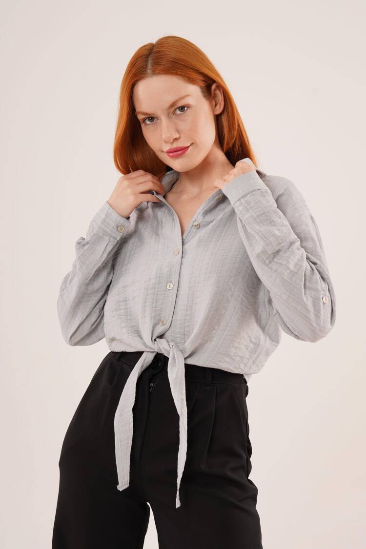 Tie Up Detailed Crop WholesaleShirt