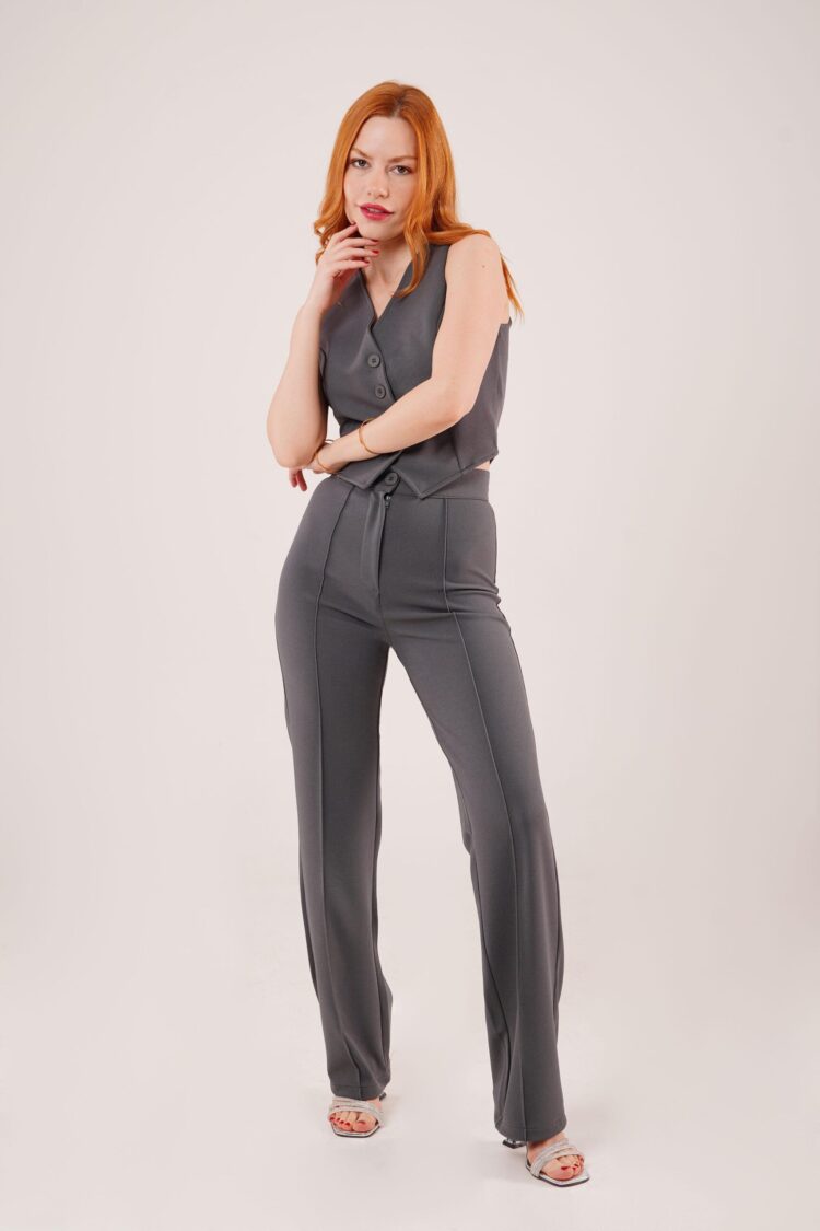 Front Stitch Detailed One Button WholesalePants - Lustrin - Globality Store - Women Clothes Wholesale Turkey