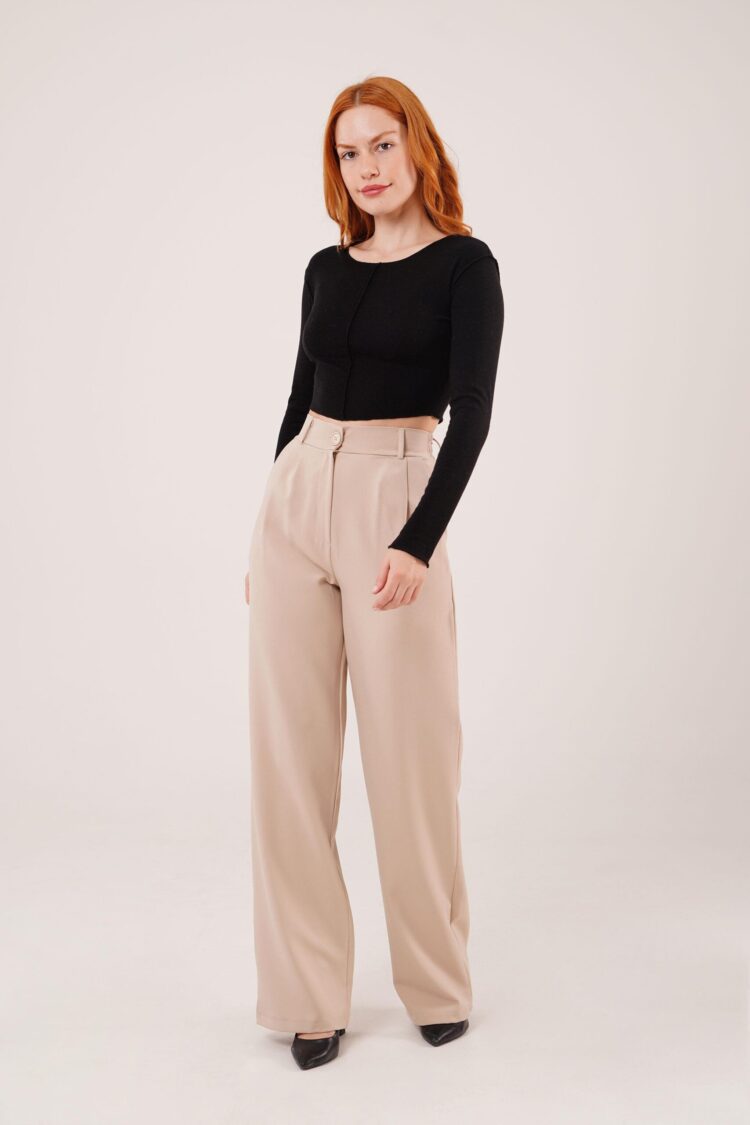 WholesalePants With Loose Leg Pleated - Lustrin - Globality Store - Women Clothes Wholesale Turkey