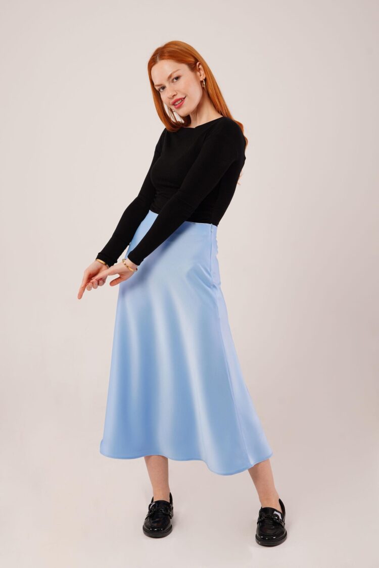Bell Cut MidiWholesale Satin Skirt