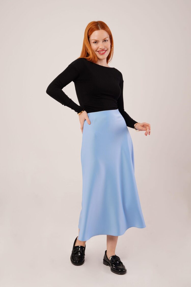 Bell Cut MidiWholesale Satin Skirt