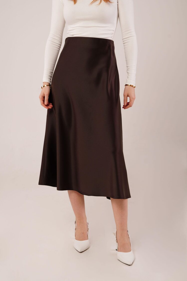 Bell Cut MidiWholesale Satin Skirt