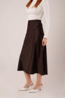 Bell Cut MidiWholesale Satin Skirt - Lustrin - Globality Store - Women Clothes Wholesale Turkey