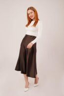 Bell Cut MidiWholesale Satin Skirt - Lustrin - Globality Store - Women Clothes Wholesale Turkey