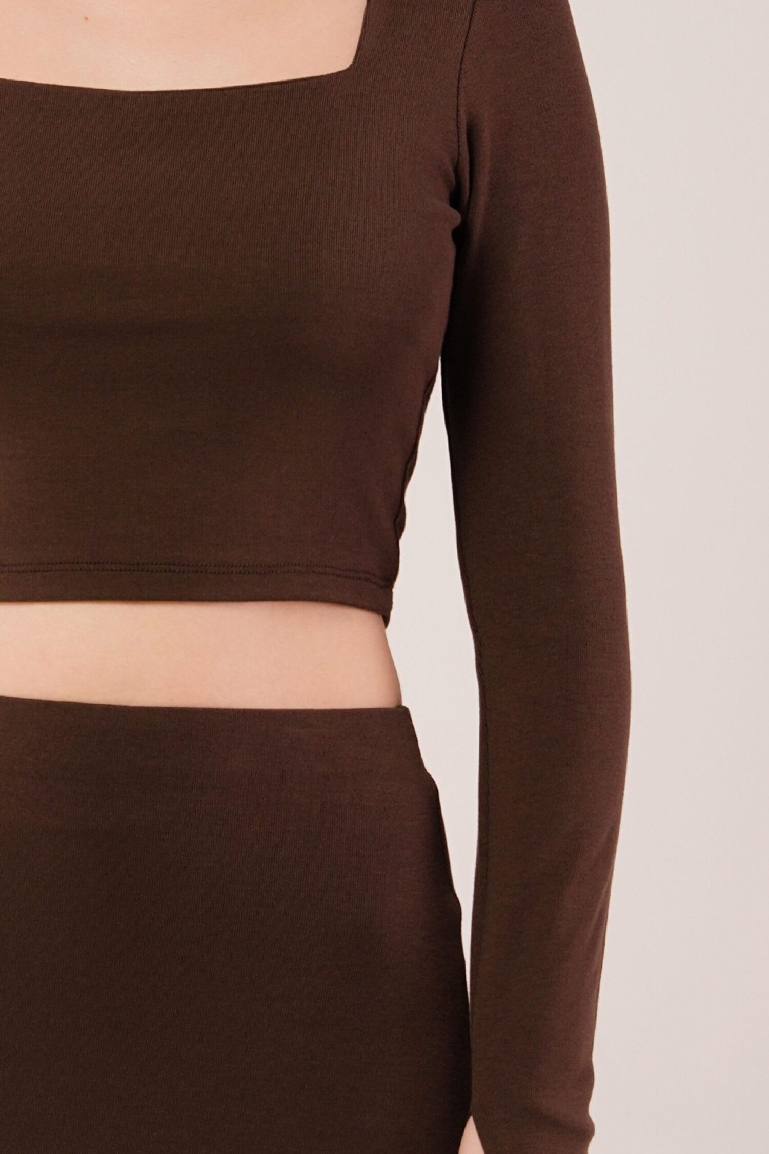 Square Collar Blouse And Slit Detailed Skirt Wholesale DoubleSuit - Lustrin - Globality Store - Women Clothes Wholesale Turkey
