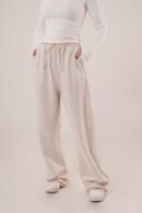 Drawstring Detailed Linen Wholesale Ecru Pants With Pockets - Lustrin - Globality Store - Women Clothes Wholesale Turkey