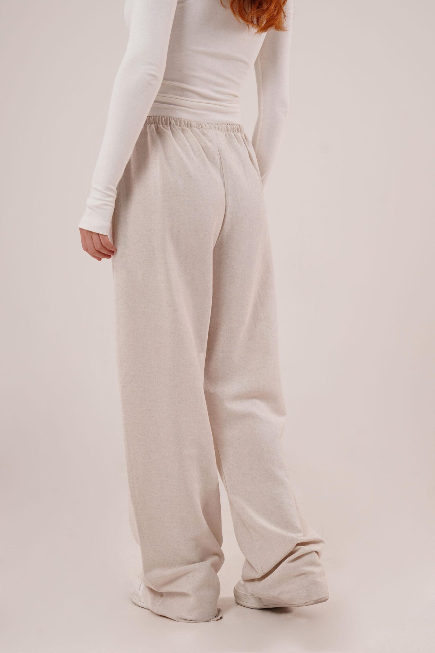 Drawstring Detailed Linen Wholesale Ecru Pants With Pockets - Lustrin - Globality Store - Women Clothes Wholesale Turkey