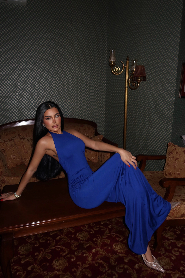 Navy Basic Long Dress