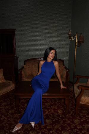Navy Basic Long Dress - EYYO ATELIER - Globality Store - Women Clothes Wholesale Turkey
