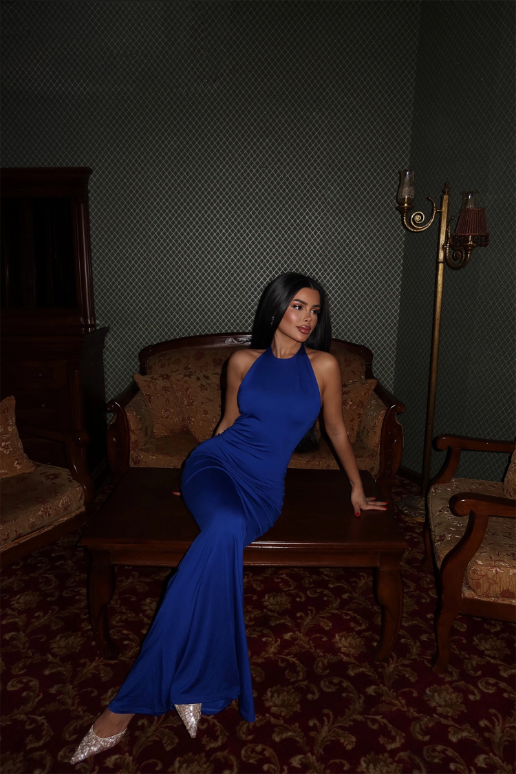 Navy Basic Long Dress - EYYO ATELIER - Globality Store - Women Clothes Wholesale Turkey