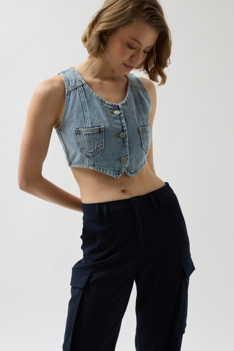 Denim Pocket Vest - Light