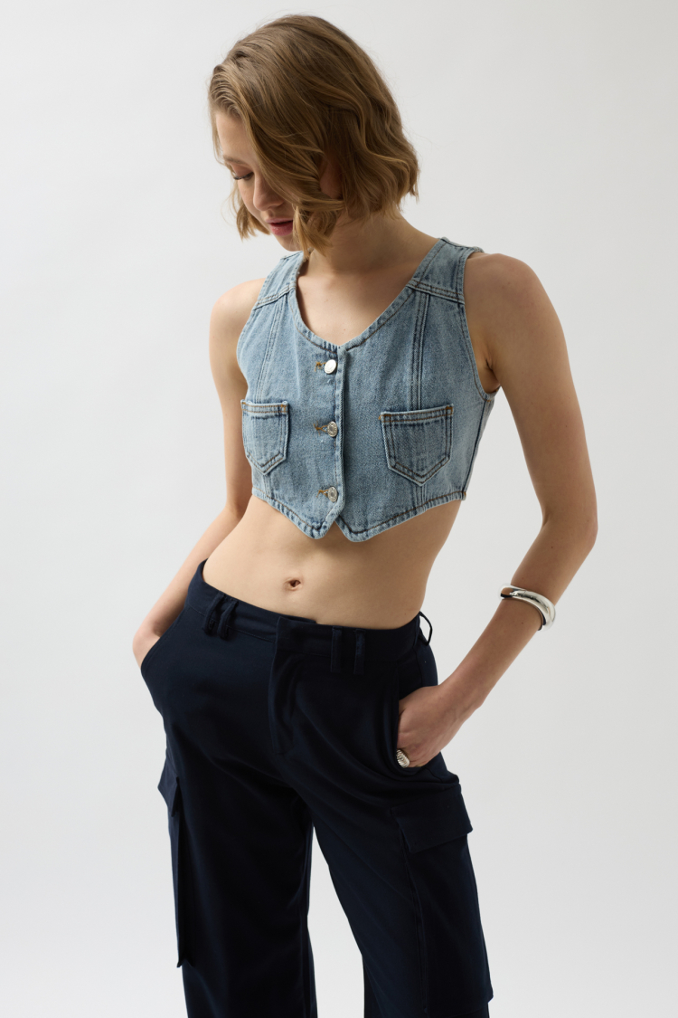 Denim Pocket Vest - Light