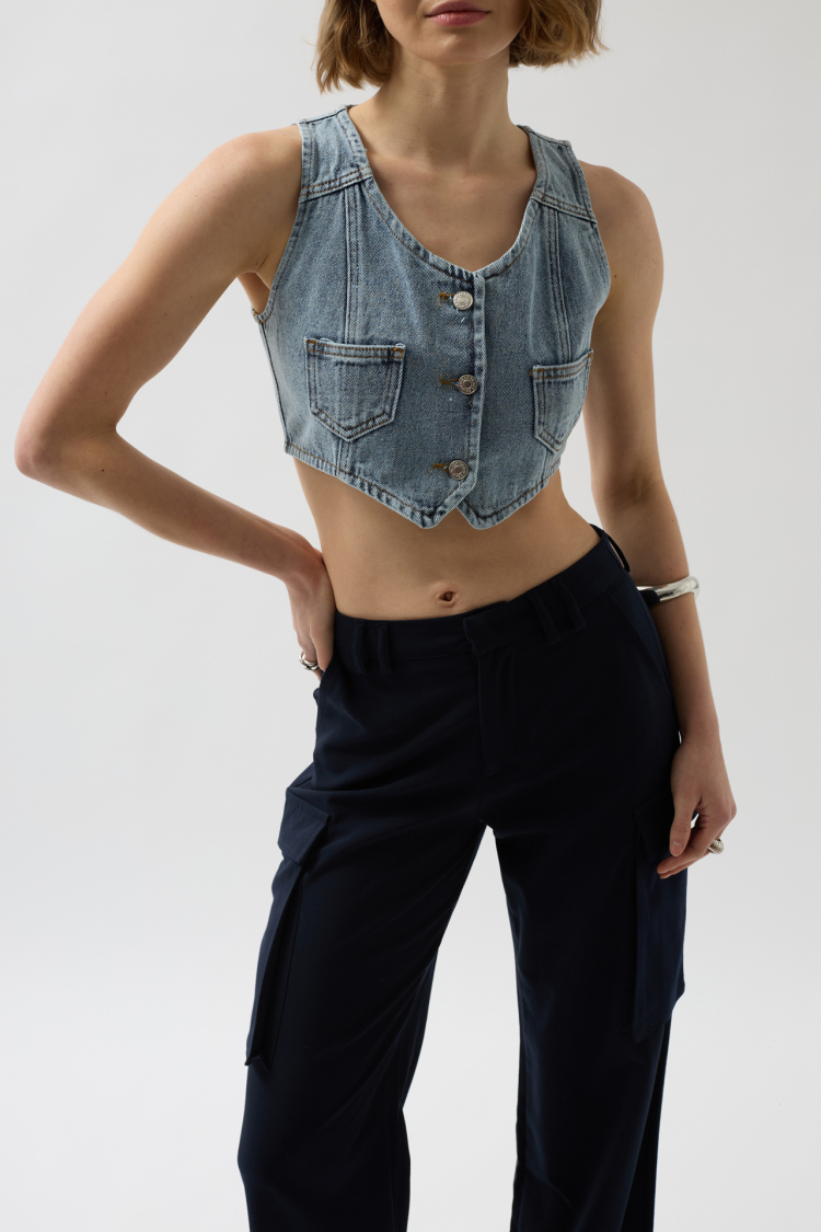 Denim Pocket Vest - Light