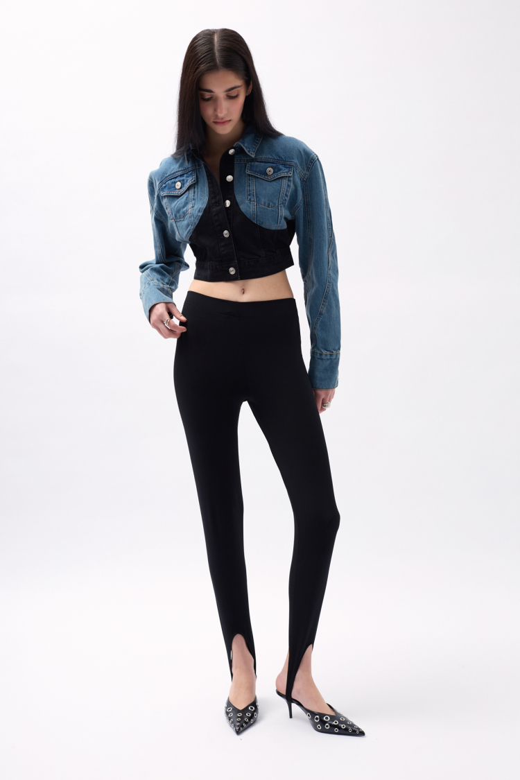 Double Color Crop Denim Jacket