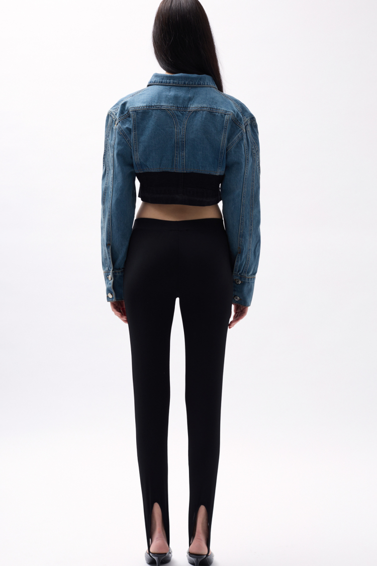 Double Color Crop Denim Jacket