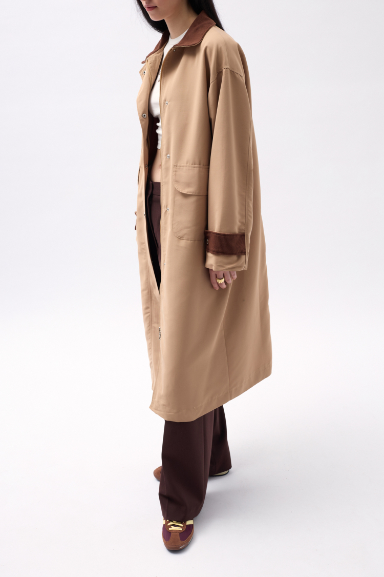 Collar Detailed Oversized Trench Coat