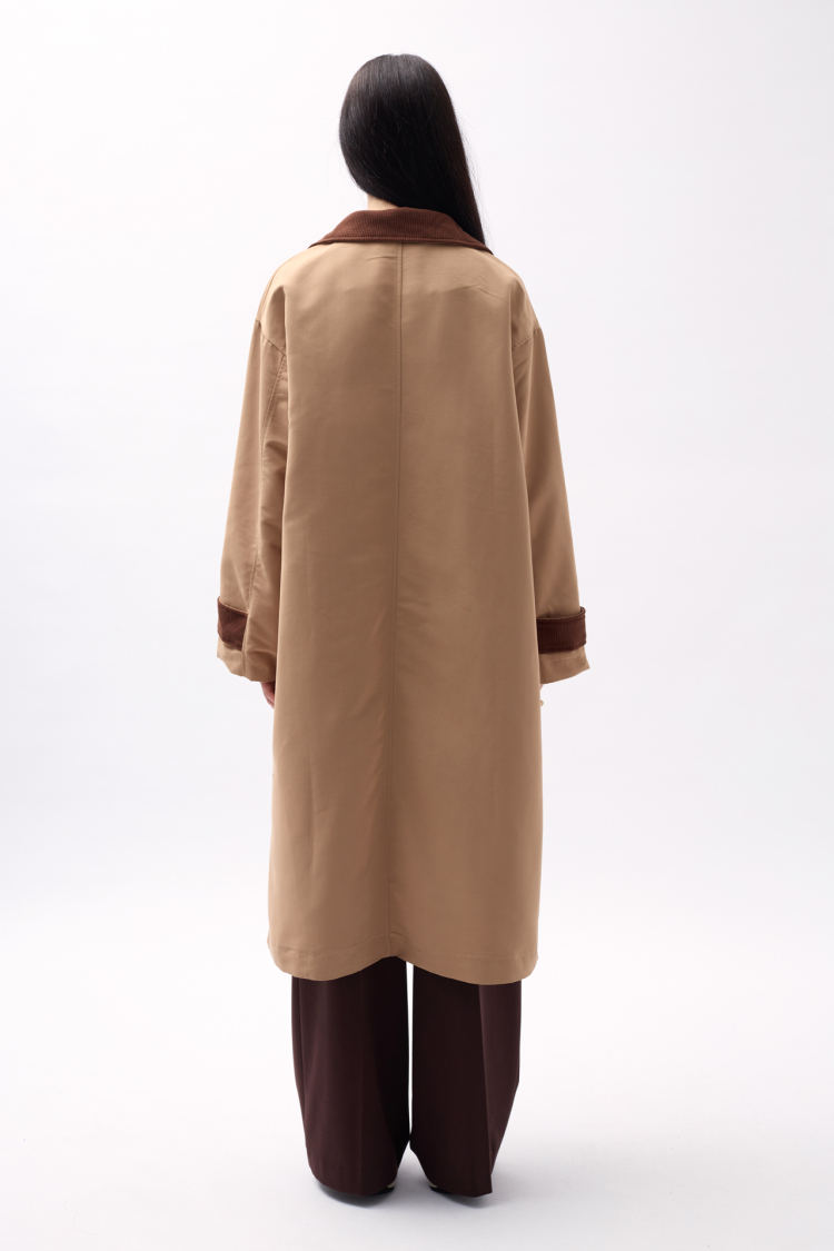 Collar Detailed Oversized Trench Coat