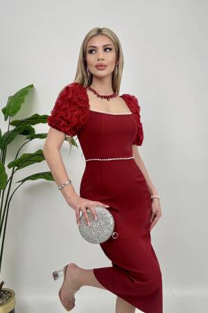 Sleeves Imported Fabric Pearl Deyat Dress - Miss Janell - Globality Store - Women Clothes Wholesale Turkey