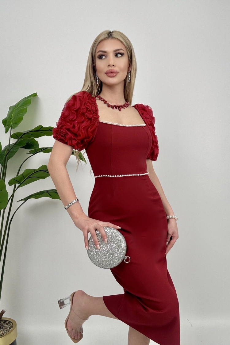 Sleeves Imported Fabric Pearl Deyat Dress