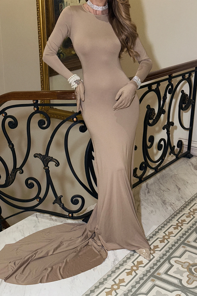Gloves Detail Long Dress