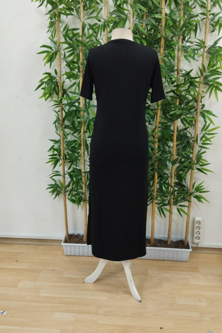 Women's Short Sleeve Crew Neck Side Slit Viscose Dress