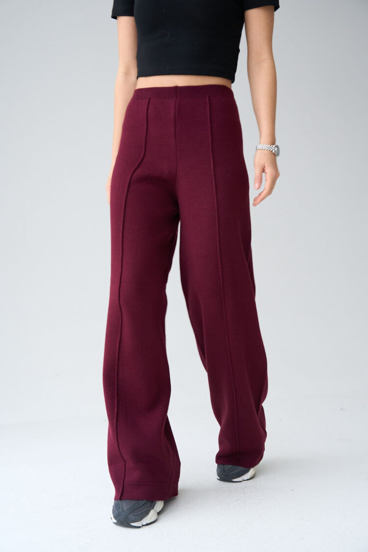 Front Stitched Trousers - Burgundy