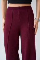 Front Stitched Trousers - Burgundy - Qustyle - Globality Store - Women Clothes Wholesale Turkey