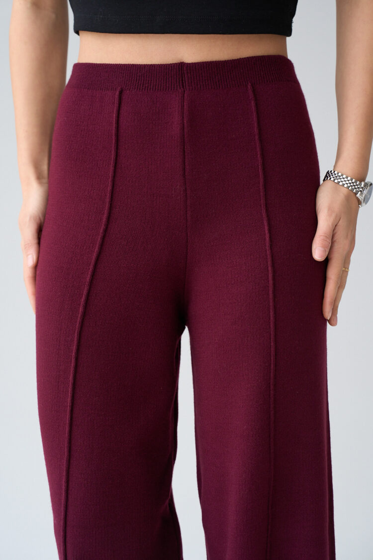 Front Stitched Trousers - Burgundy
