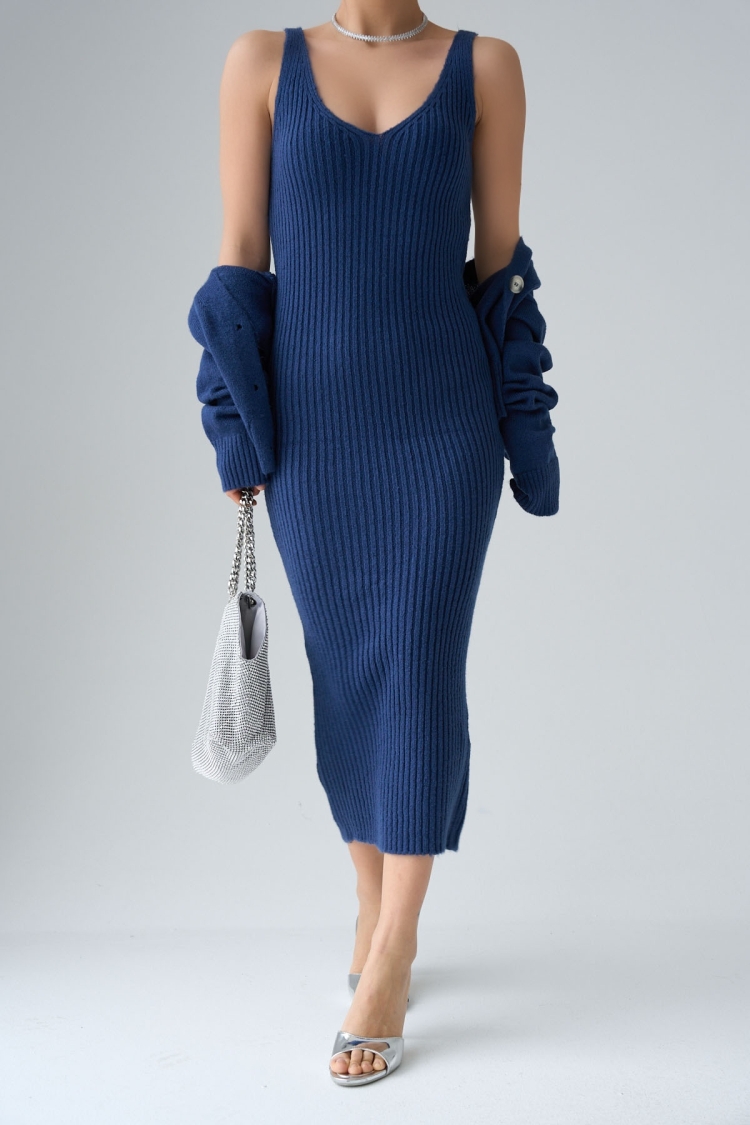 Ribbed Dress Cardigan Suit