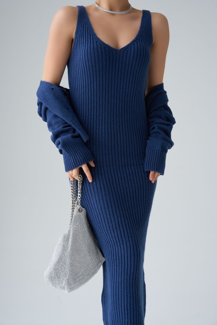 Ribbed Dress Cardigan Suit