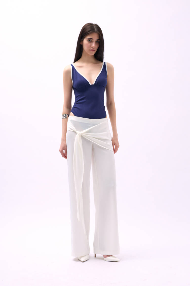 Front Tie Satin Trousers
