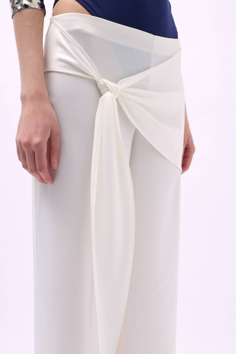 Front Tie Satin Trousers