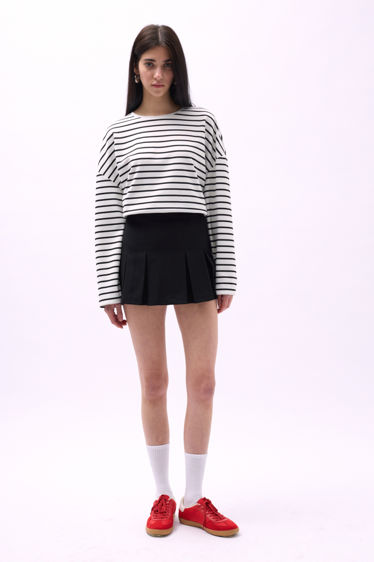 Pleated High Waist Mini Skirt