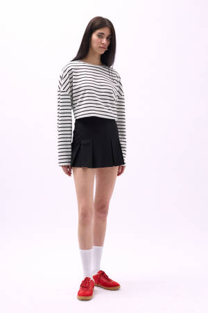 Pleated High Waist Mini Skirt - Black Fashion - Globality Store - Women Clothes Wholesale Turkey