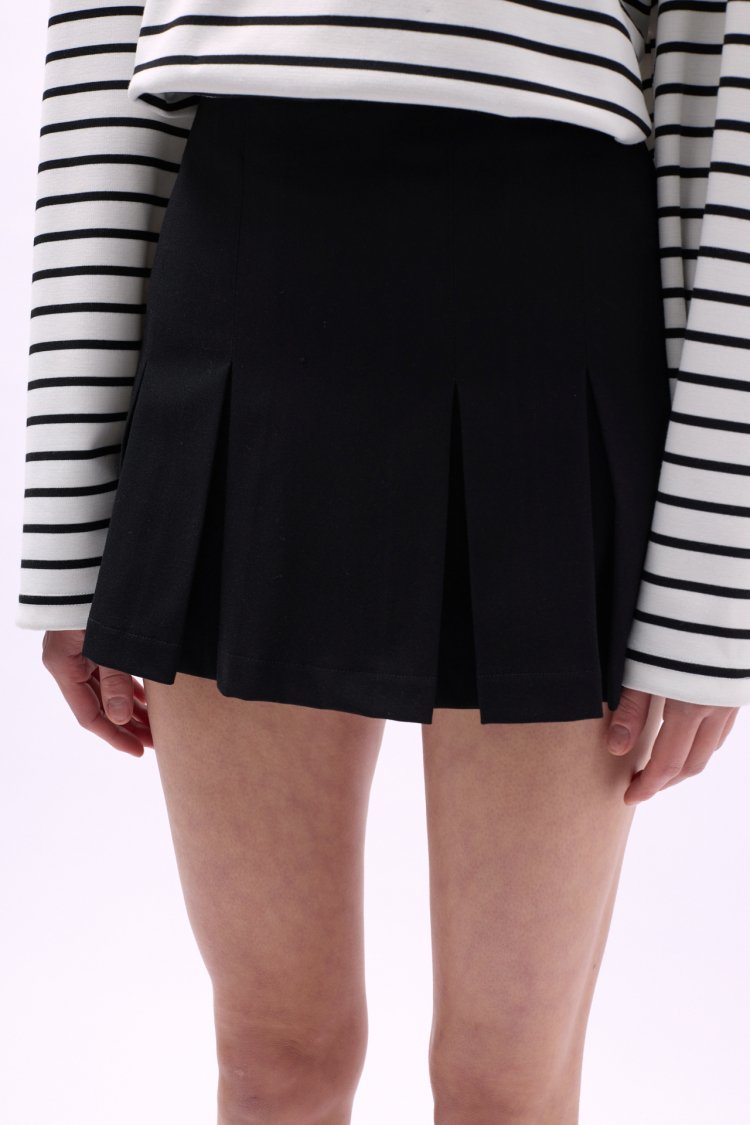 Pleated High Waist Mini Skirt