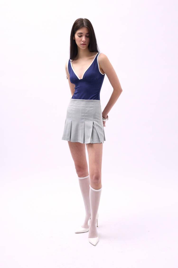 Pleated High Waist Mini Skirt - Black Fashion - Globality Store - Women Clothes Wholesale Turkey