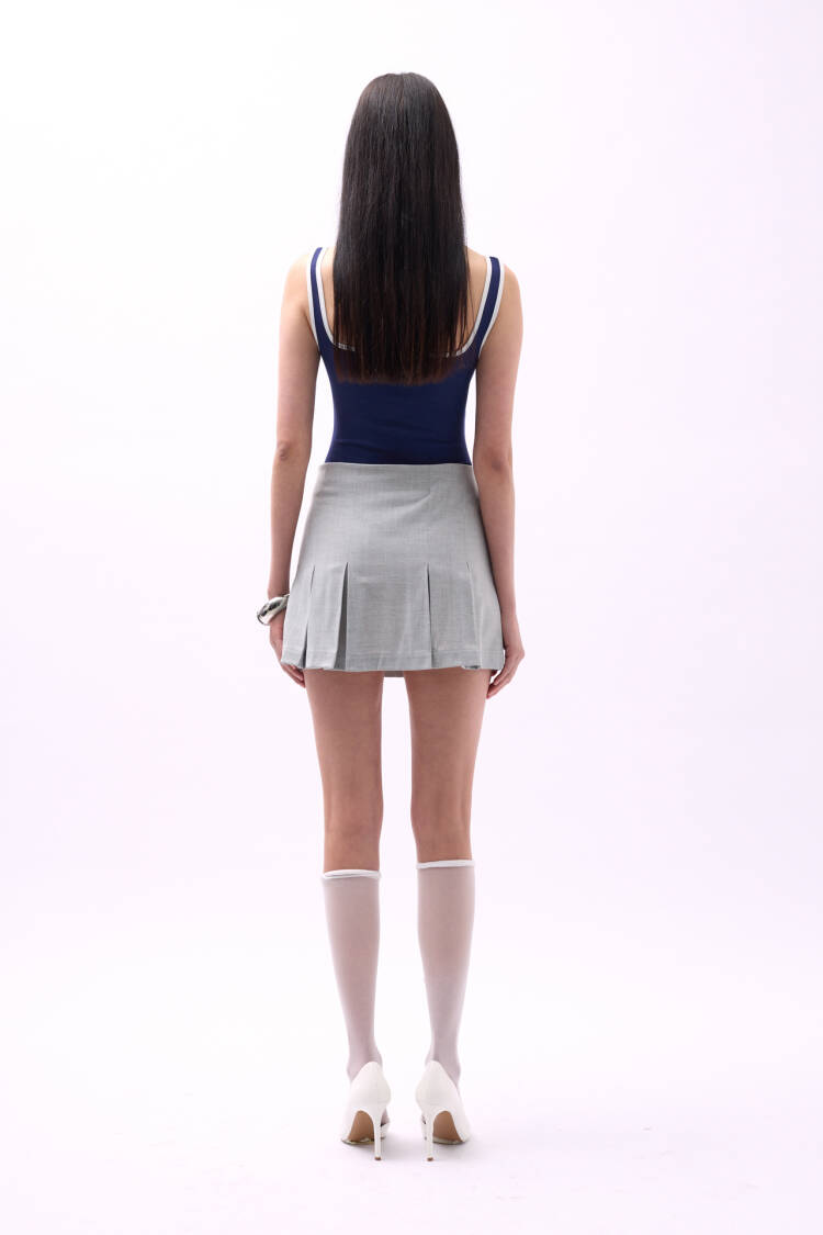 Pleated High Waist Mini Skirt