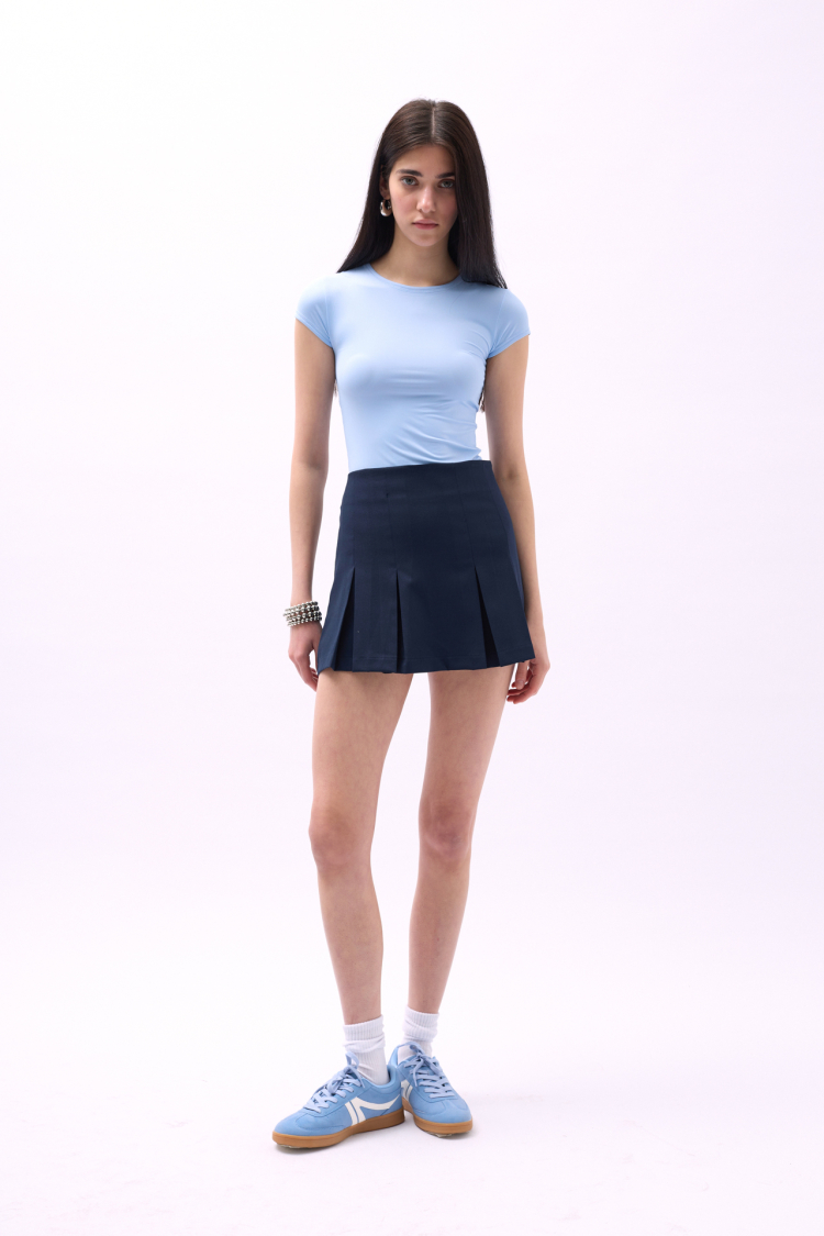 Pleated High Waist Mini Skirt