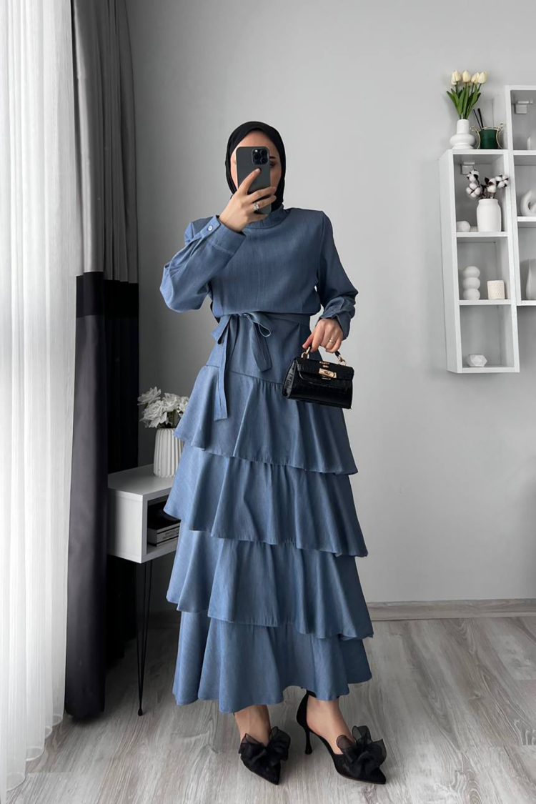 Tensel Fabric Floor Knit Hijab Dress - Mode Roy - Globality Store - Women Clothes Wholesale Turkey