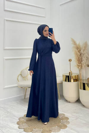 Tie Up Detailed Jacquard Burkini Dress - Saks - Mode Roy - Globality Store - Women Clothes Wholesale Turkey