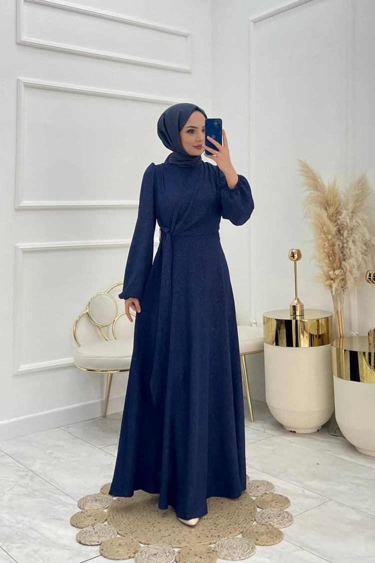 Tie Up Detailed Jacquard Burkini Dress - Saks