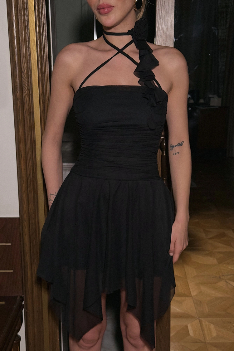 Strapless Rose Detail Dress