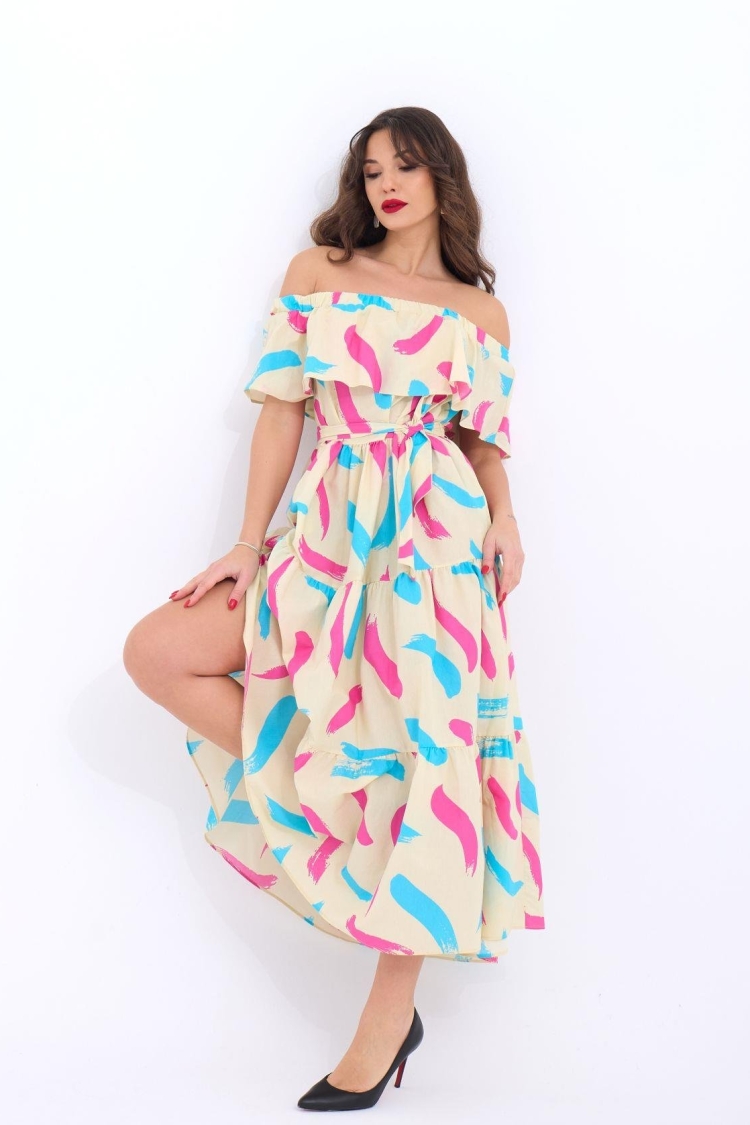 Patterned Dress - Cream &