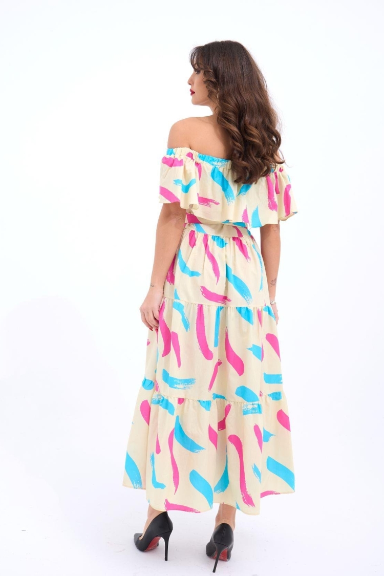 Patterned Dress - Cream &