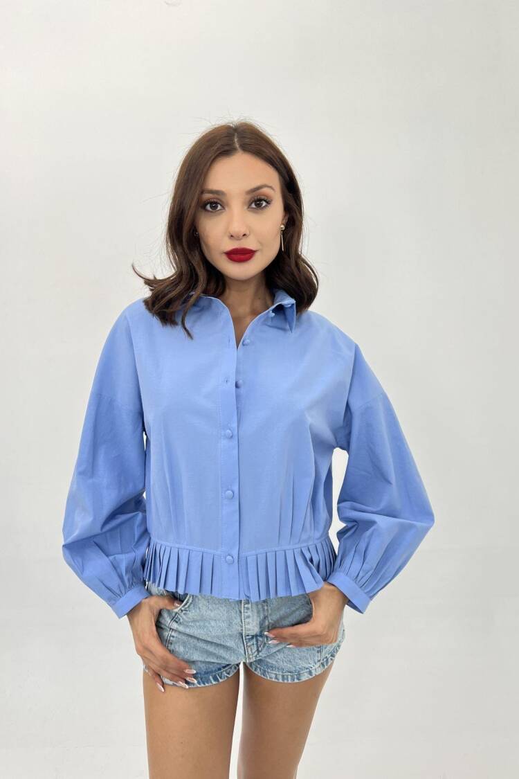 Pleat Detailed Shirt - Dark - Fame - Globality Store - Women Clothes Wholesale Turkey